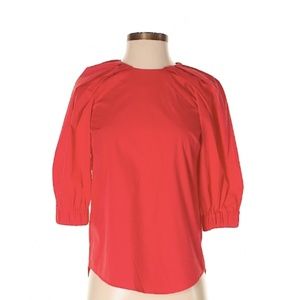 Red 3/4 sleeve cotton dress shirt